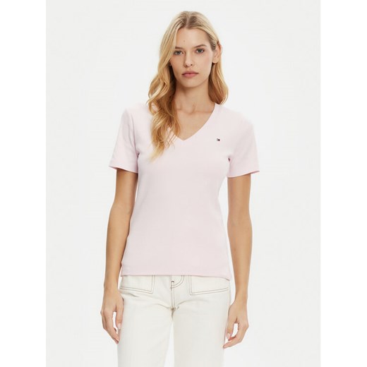 Tommy Hilfiger T-Shirt New Cody WW0WW40584 Różowy Slim Fit ze sklepu MODIVO w kategorii Bluzki damskie - zdjęcie 182684232