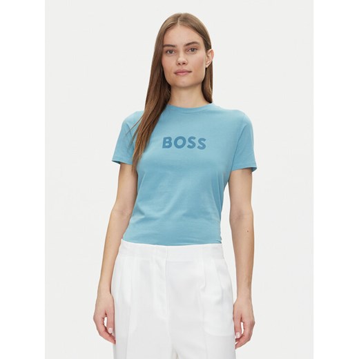 BOSS T-Shirt 50501139 Błękitny Regular Fit ze sklepu MODIVO w kategorii Bluzki damskie - zdjęcie 182684343
