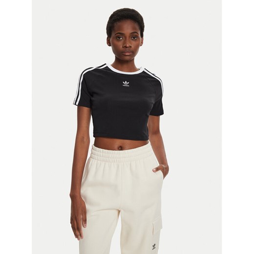 adidas T-Shirt 3-Stripes Baby IU2532 Czarny Slim Fit ze sklepu MODIVO w kategorii Bluzki damskie - zdjęcie 182684380