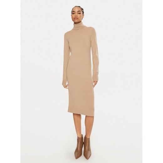 Calvin Klein Sukienka dzianinowa K20K207485 Beżowy Regular Fit ze sklepu MODIVO w kategorii Sukienki - zdjęcie 182684410