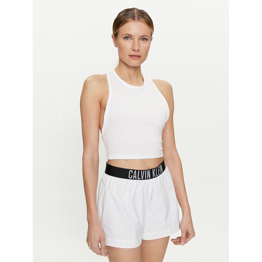 Calvin Klein Swimwear Top KW0KW02481 Biały Slim Fit ze sklepu MODIVO w kategorii Bluzki damskie - zdjęcie 182684413