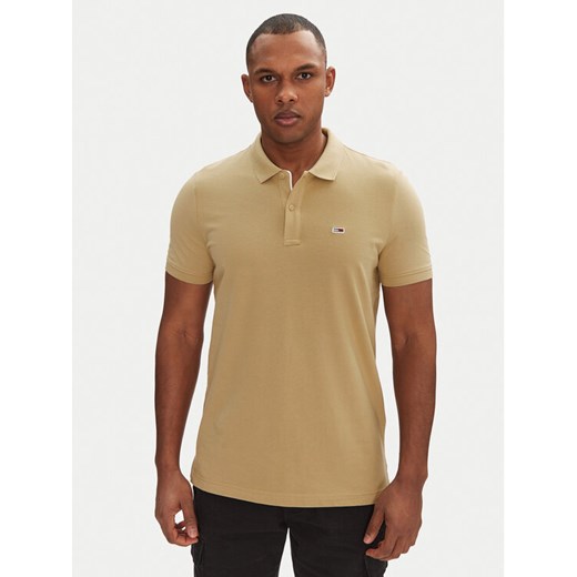 Tommy Jeans Polo DM0DM20676 Beżowy Slim Fit ze sklepu MODIVO w kategorii T-shirty męskie - zdjęcie 182684480