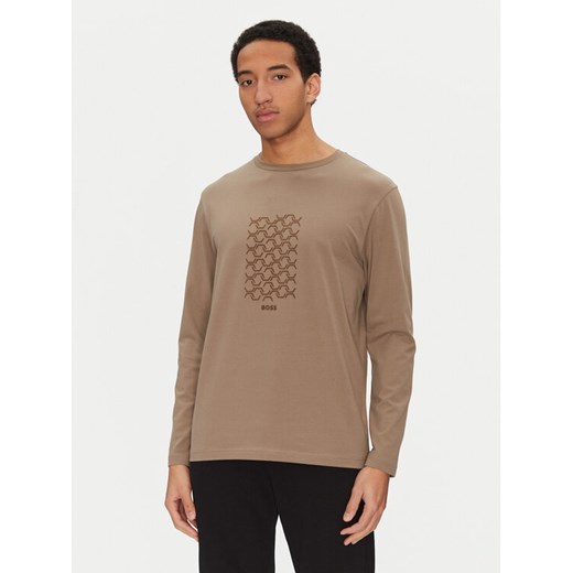BOSS Longsleeve Togn 50534336 Brązowy Regular Fit ze sklepu MODIVO w kategorii T-shirty męskie - zdjęcie 182684673