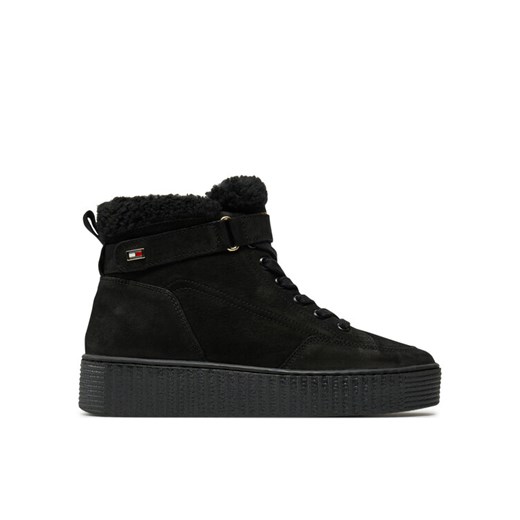 Tommy Hilfiger Sneakersy Faux Fur Nubuck Low Lace-Up FW0FW08172 Czarny Tommy Hilfiger 38 MODIVO