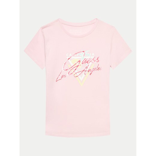 Guess T-Shirt J4GI23 K6YW4 Różowy Regular Fit ze sklepu MODIVO w kategorii Bluzki dziewczęce - zdjęcie 182685001