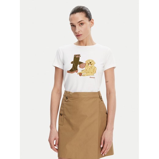 Barbour T-Shirt Rowen LTS0668WH11 Biały Regular Fit ze sklepu MODIVO w kategorii Bluzki damskie - zdjęcie 182685451