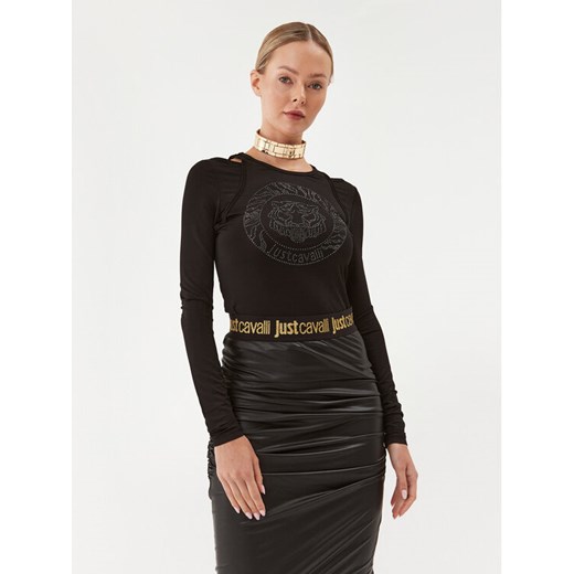 Just Cavalli Bluzka 75PAH6A1 Czarny Regular Fit ze sklepu MODIVO w kategorii Bluzki damskie - zdjęcie 182685634