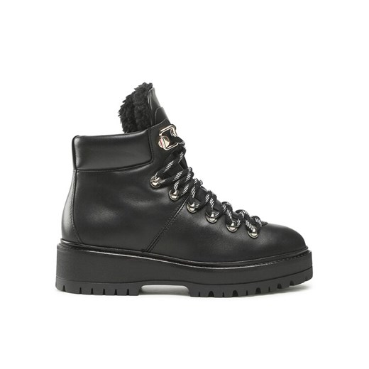 Tommy Hilfiger Botki Leather Outdoor Flat Boot FW0FW06725 Czarny ze sklepu MODIVO w kategorii Workery damskie - zdjęcie 182685792