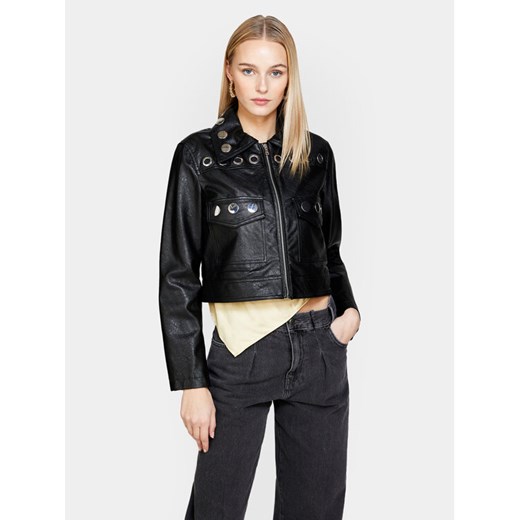 Sisley Kurtka z imitacji skóry 2X0JLN03Q Czarny Regular Fit ze sklepu MODIVO w kategorii Kurtki damskie - zdjęcie 182685870