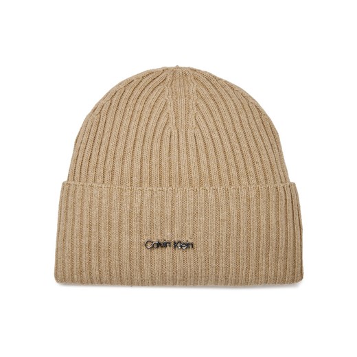 Calvin Klein Czapka Ck Must Logo Beanie K60K611401 Szary ze sklepu MODIVO w kategorii Czapki zimowe damskie - zdjęcie 182686042