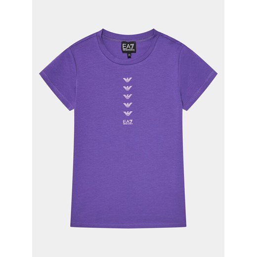EA7 Emporio Armani T-Shirt 3DFT05 FJ2HZ 1304 Fioletowy Regular Fit ze sklepu MODIVO w kategorii Bluzki dziewczęce - zdjęcie 182686053