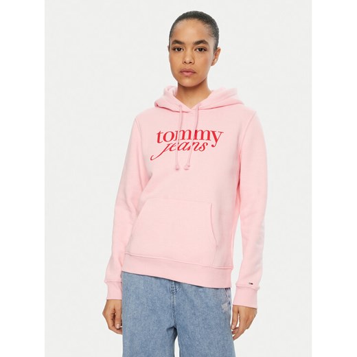 Tommy Jeans Bluza DW0DW20170 Różowy Regular Fit ze sklepu MODIVO w kategorii Bluzy damskie - zdjęcie 182686211