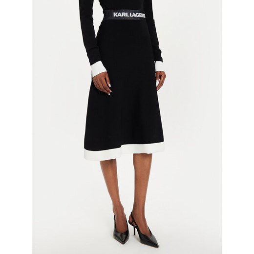 KARL LAGERFELD Spódnica trapezowa 245W1230 Czarny Regular Fit ze sklepu MODIVO w kategorii Spódnice - zdjęcie 182686382