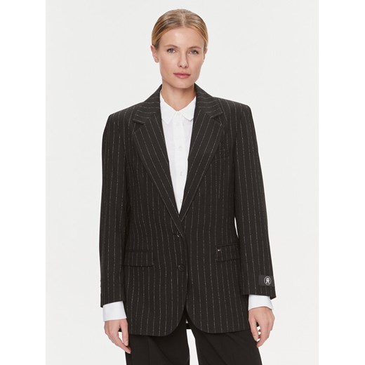 Tommy Hilfiger Marynarka Oversized Prep Pinstripe Blazer WW0WW40498 Czarny Regular Fit ze sklepu MODIVO w kategorii Marynarki damskie - zdjęcie 182686483