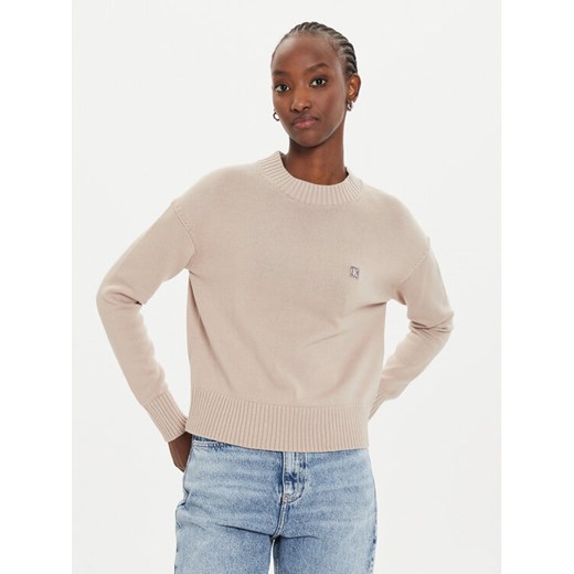 Calvin Klein Jeans Sweter Embro Badge J20J222987 Beżowy Regular Fit XL MODIVO