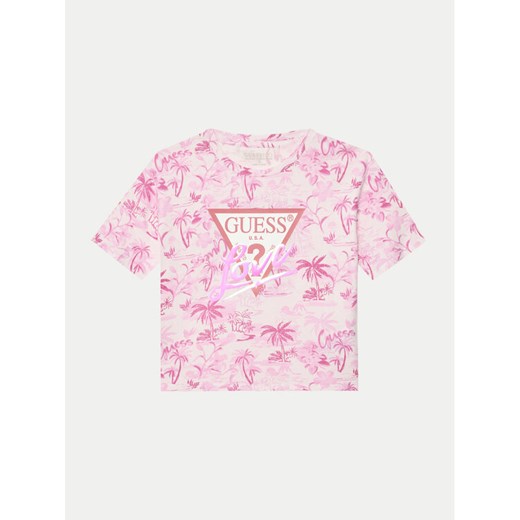 Guess T-Shirt J5GI10 K6YW4 Różowy Regular Fit ze sklepu MODIVO w kategorii Bluzki dziewczęce - zdjęcie 182686640