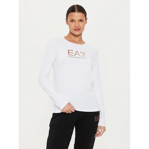 EA7 Emporio Armani Bluzka 6DTT09 TJQCZ 0186 Biały Slim Fit ze sklepu MODIVO w kategorii Bluzki damskie - zdjęcie 182686674