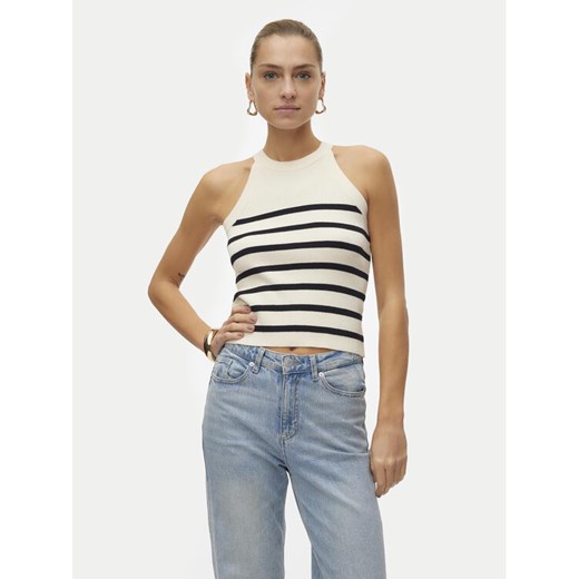 Vero Moda Top Saba 10306826 Beżowy Slim Fit ze sklepu MODIVO w kategorii Bluzki damskie - zdjęcie 182686683