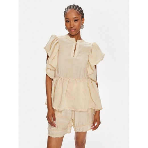 Munthe Bluzka Ufolia 242101624232 Beżowy Loose Fit ze sklepu MODIVO w kategorii Bluzki damskie - zdjęcie 182686684
