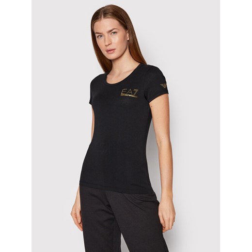 EA7 Emporio Armani T-Shirt 8NTT65 TJDQZ 1200 Czarny Slim Fit ze sklepu MODIVO w kategorii Bluzki damskie - zdjęcie 182686713