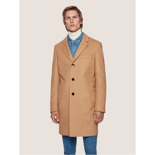 Boss Płaszcz wełniany Nye2 50438689 Beżowy Slim Fit ze sklepu MODIVO w kategorii Płaszcze męskie - zdjęcie 182686873