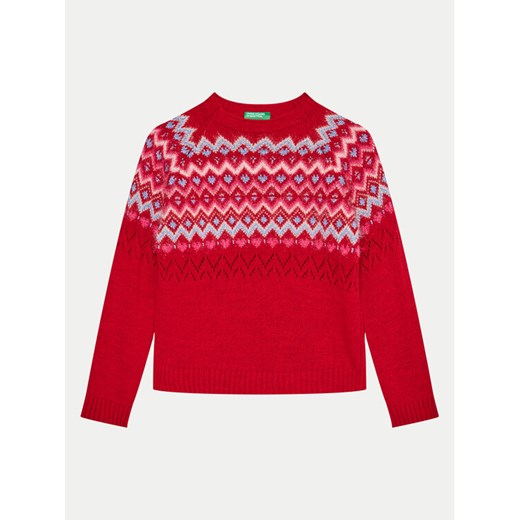 United Colors Of Benetton Sweter 1176Q107K Czerwony Regular Fit ze sklepu MODIVO w kategorii Swetry dziewczęce - zdjęcie 182686984