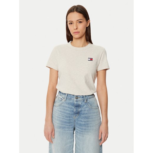 Tommy Jeans T-Shirt DW0DW20153 Beżowy Regular Fit ze sklepu MODIVO w kategorii Bluzki damskie - zdjęcie 182687120