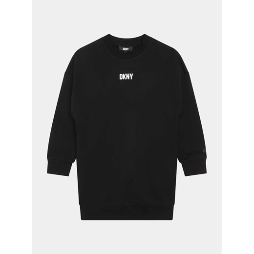 DKNY Sukienka dzianinowa D32894 D Czarny Regular Fit ze sklepu MODIVO w kategorii Sukienki dziewczęce - zdjęcie 182687193