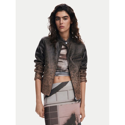 Desigual Kurtka skórzana 25SWEW44 Brązowy Regular Fit ze sklepu MODIVO w kategorii Kurtki damskie - zdjęcie 182687232