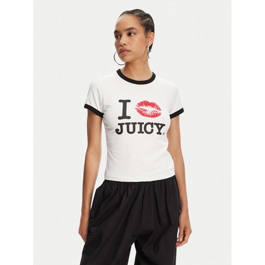 Juicy Couture T-Shirt I Kiss JCWCT125318 Biały Slim Fit ze sklepu MODIVO w kategorii Bluzki damskie - zdjęcie 182687291