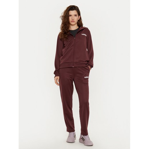 adidas Dres Essentials Linear JD2698 Bordowy Slim Fit ze sklepu MODIVO w kategorii Dresy damskie - zdjęcie 182687431