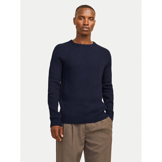Jack&Jones Sweter Pannel 12258471 Granatowy Regular Fit ze sklepu MODIVO w kategorii Swetry męskie - zdjęcie 182687470