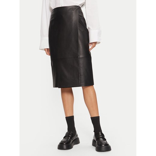 Boss Spódnica skórzana 50524021 Czarny Regular Fit ze sklepu MODIVO w kategorii Spódnice - zdjęcie 182687562