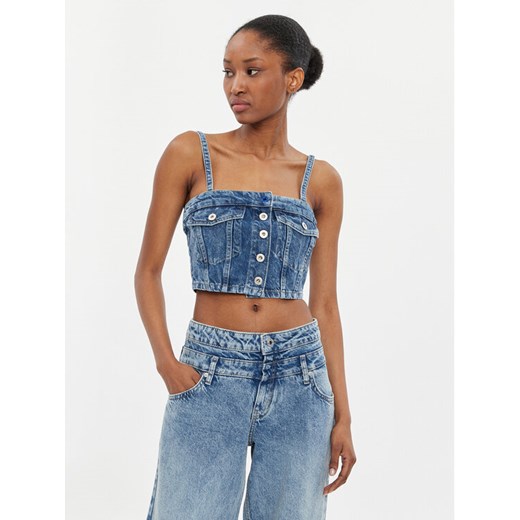 Karl Lagerfeld Jeans Top 241J1600 Niebieski Slim Fit ze sklepu MODIVO w kategorii Bluzki damskie - zdjęcie 182687604