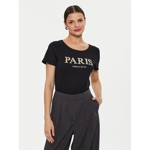 Morgan T-Shirt 241-DALILA Czarny Regular Fit ze sklepu MODIVO w kategorii Bluzki damskie - zdjęcie 182687624