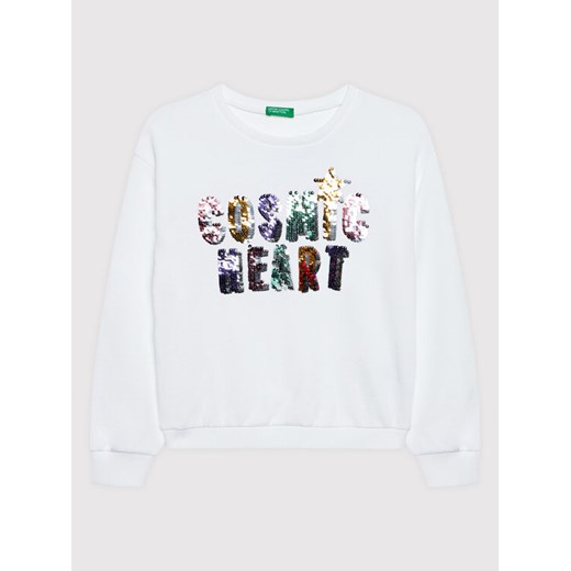 United Colors Of Benetton Bluza 3J68C101I Biały Regular Fit ze sklepu MODIVO w kategorii Bluzy dziewczęce - zdjęcie 182687722