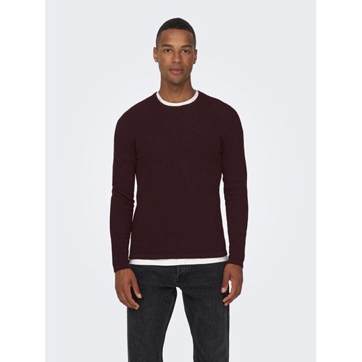 Only & Sons Sweter 22016980 Bordowy Regular Fit ze sklepu MODIVO w kategorii Swetry męskie - zdjęcie 182687813