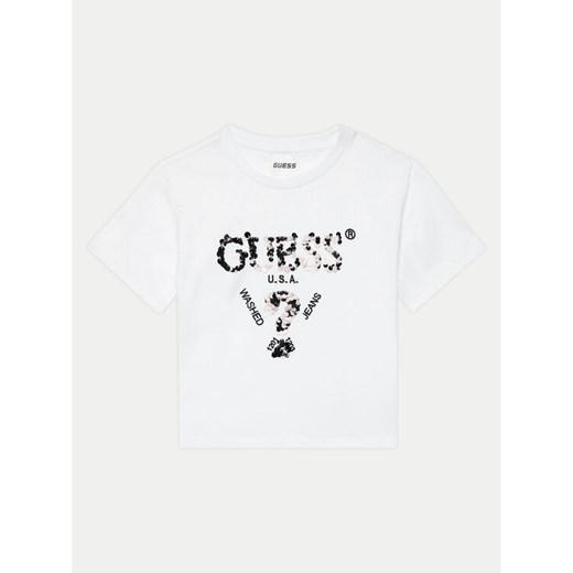 Guess T-Shirt J4YI46 K8FQ4 Biały Boxy Fit ze sklepu MODIVO w kategorii T-shirty chłopięce - zdjęcie 182687982