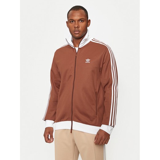 adidas Bluza adicolor Classics Beckenbauer IY9879 Brązowy Slim Fit ze sklepu MODIVO w kategorii Bluzy męskie - zdjęcie 182688033
