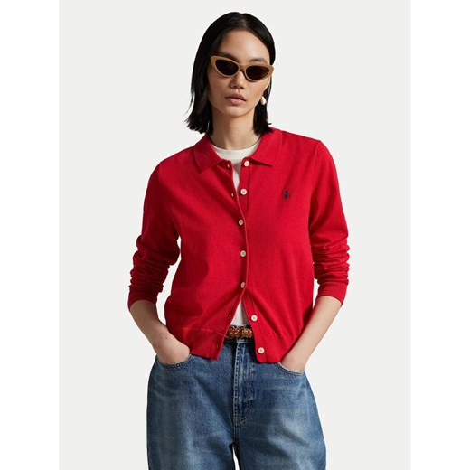 Polo Ralph Lauren Kardigan 211959285002 Czerwony Slim Fit ze sklepu MODIVO w kategorii Swetry damskie - zdjęcie 182688514