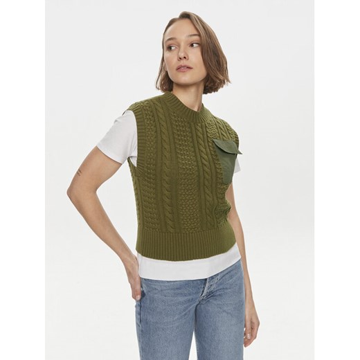 Gestuz Sweter Carla 10906271 Zielony Regular Fit ze sklepu MODIVO w kategorii Kamizelki damskie - zdjęcie 182688584