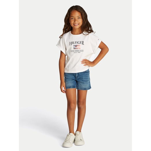 Tommy Hilfiger T-Shirt KG0KG08525 S Biały Regular Fit ze sklepu MODIVO w kategorii Bluzki dziewczęce - zdjęcie 182688891