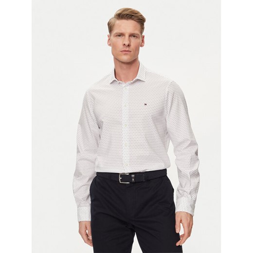 Tommy Hilfiger Koszula Circle MW0MW34649 Biały Slim Fit ze sklepu MODIVO w kategorii Koszule męskie - zdjęcie 182689104