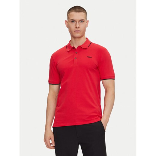 HUGO Polo Dinoso222 50467344 Czerwony Slim Fit ze sklepu MODIVO w kategorii T-shirty męskie - zdjęcie 182689294