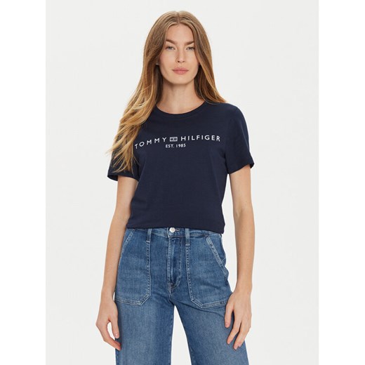 Tommy Hilfiger T-Shirt WW0WW40276 Granatowy Regular Fit ze sklepu MODIVO w kategorii Bluzki damskie - zdjęcie 182689644