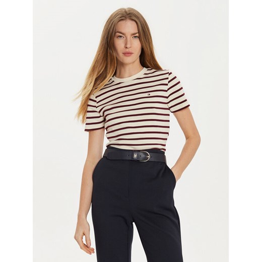 Tommy Hilfiger T-Shirt New Cody WW0WW40587 Écru Slim Fit ze sklepu MODIVO w kategorii Bluzki damskie - zdjęcie 182689880