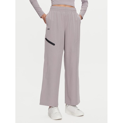 Under Armour Spodnie materiałowe Unstoppable 1388857 Szary Wide Leg ze sklepu MODIVO w kategorii Spodnie damskie - zdjęcie 182689882