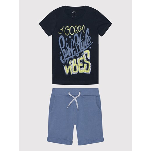 NAME IT Komplet t-shirt i szorty sportowe 13200344 Granatowy Regular Fit ze sklepu MODIVO w kategorii Komplety dziewczęce - zdjęcie 182689892