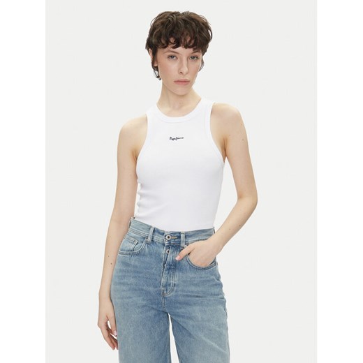 Pepe Jeans Top Marian PL506035 Biały Slim Fit ze sklepu MODIVO w kategorii Bluzki damskie - zdjęcie 182690151