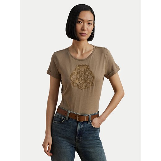 LAUREN RALPH LAUREN T-Shirt 200963905002 Beżowy Relaxed Fit ze sklepu MODIVO w kategorii Bluzki damskie - zdjęcie 182690300